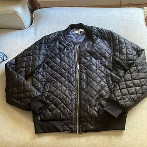quilted black bomber jacket